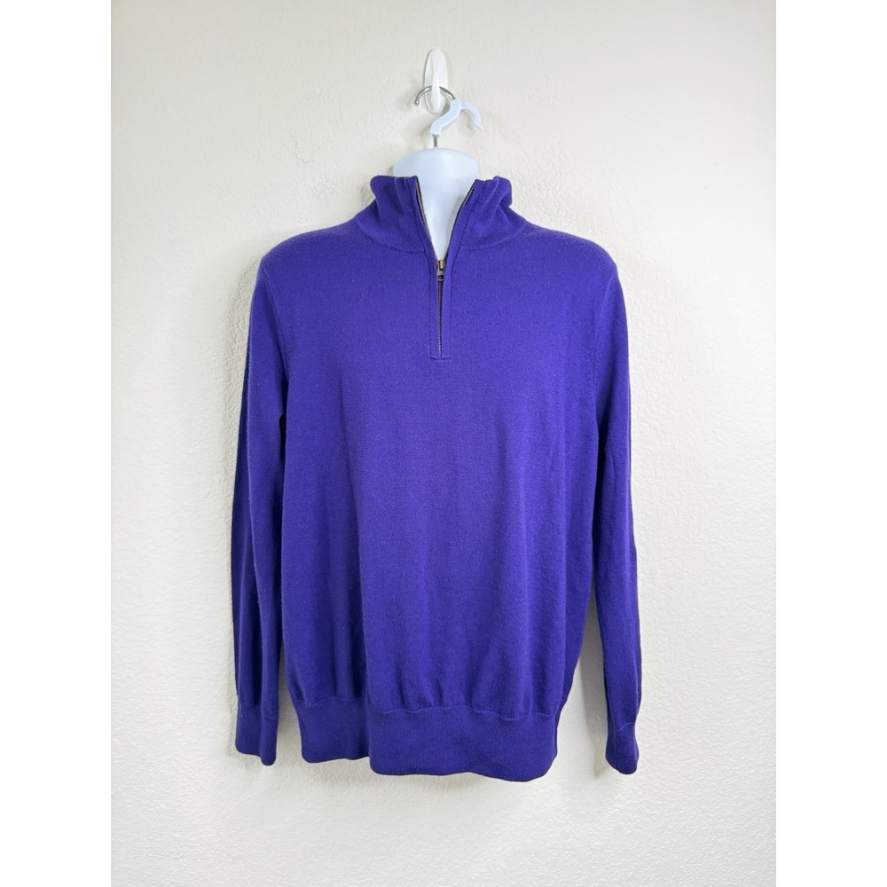 J.Crew‎ Men's Merino Wool Quarter-Zip Sweater Purple Sz L Office Career Preppy